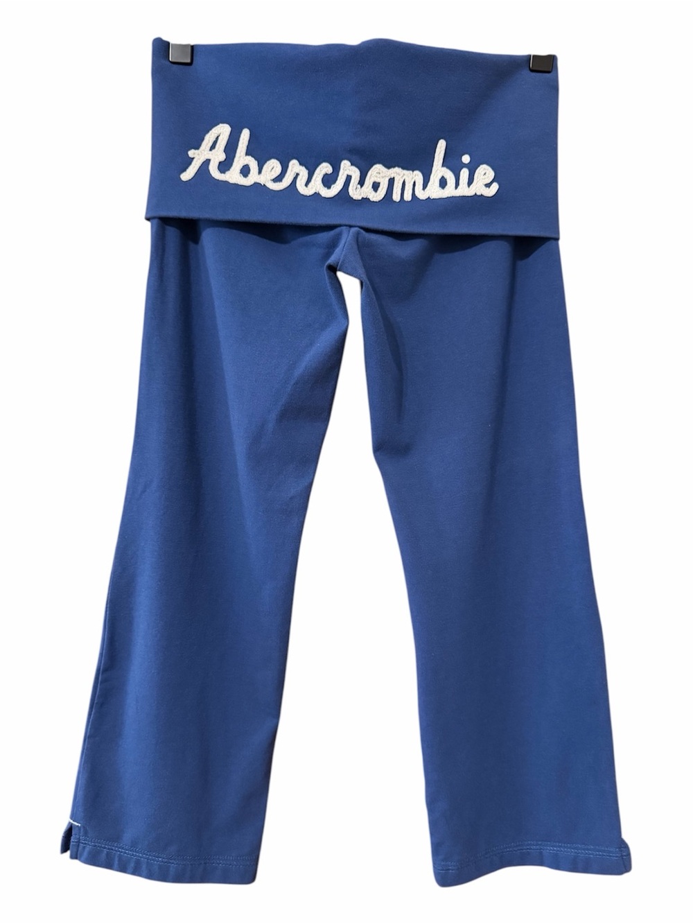 Abercrombie and Fitch Y2K Blue & White Fold Over Waistband Cropped Leggings